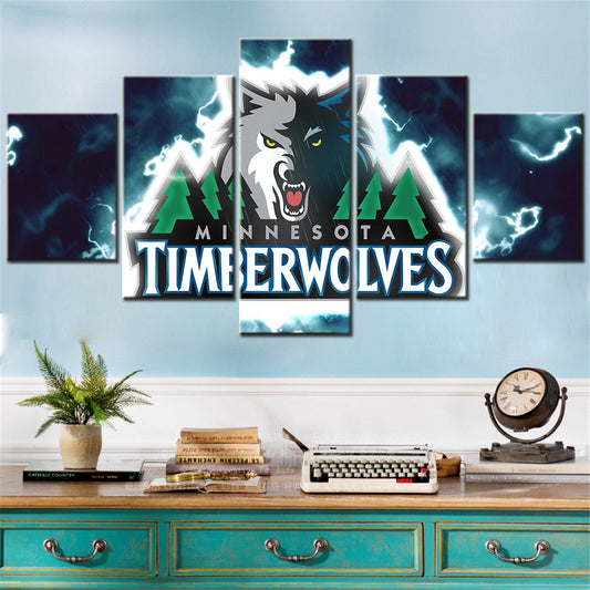 Basketball - 5 Pieces Wall Art - BK5013 - Minnesota Timberwolves - Basketball Poster - Basketball Canvas