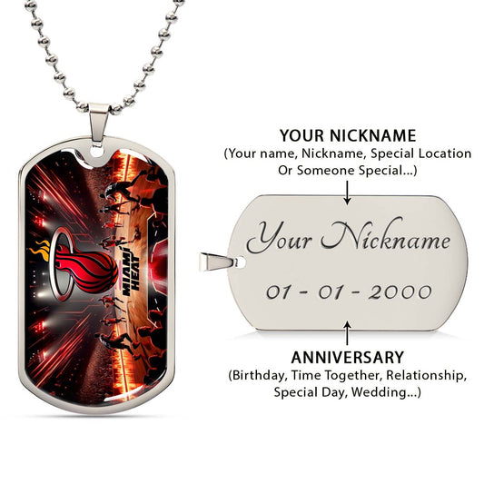Basketball - BKD003 - Miami Heat Basketball - Basketball Dog Tag - Military Ball Chain - Luxury Dog Tag