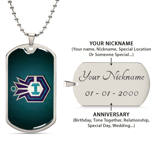 Basketball Dog Tag Necklace - BKD025 - Charlotte Hornets Sports - Military Ball Chain