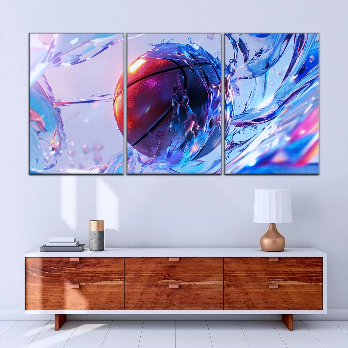 Basketball Canvas Wall Art - BK5055 - Basketball in Dynamic Splash