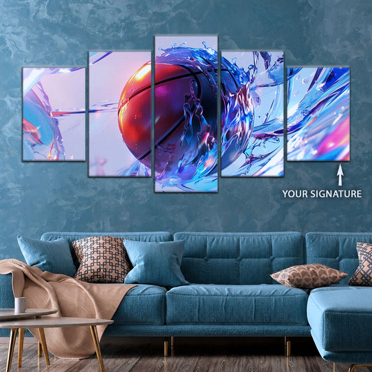 Basketball Canvas Wall Art - BK5055 - Basketball in Dynamic Splash