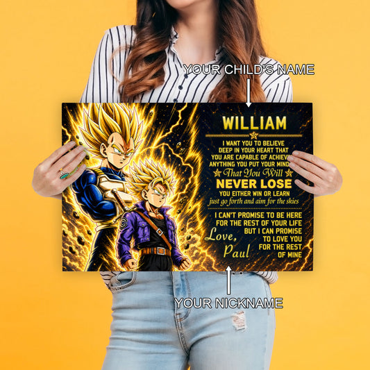 Dragon Ball Z Vegeta and Trunks Canvas Wall Art - To My Son From Dad Meaningful Gift for Son - DBZ Anime Ready to Hang Boy Room Decor - DR111
