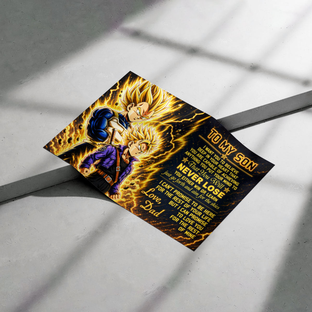 Dragon Ball Z Vegeta and Trunks Canvas Wall Art - To My Son From Dad Meaningful Gift for Son - DBZ Anime Ready to Hang Boy Room Decor - DR111