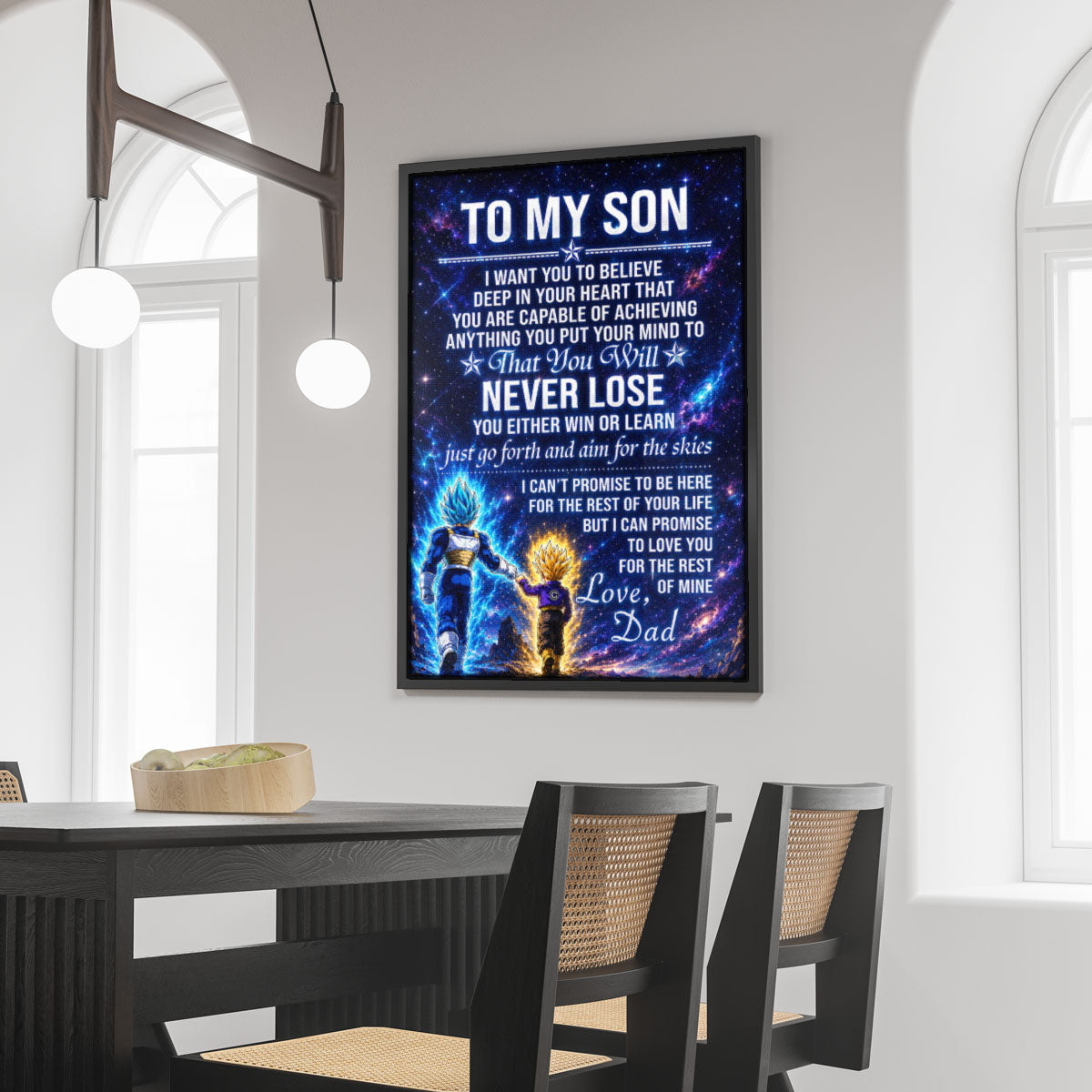 Dragon Ball Z Vegeta and Trunks Canvas Wall Art - To My Son From Dad Meaningful Inspirational Gift - DBZ Anime Ready to Hang Boy Room Decor - DR115