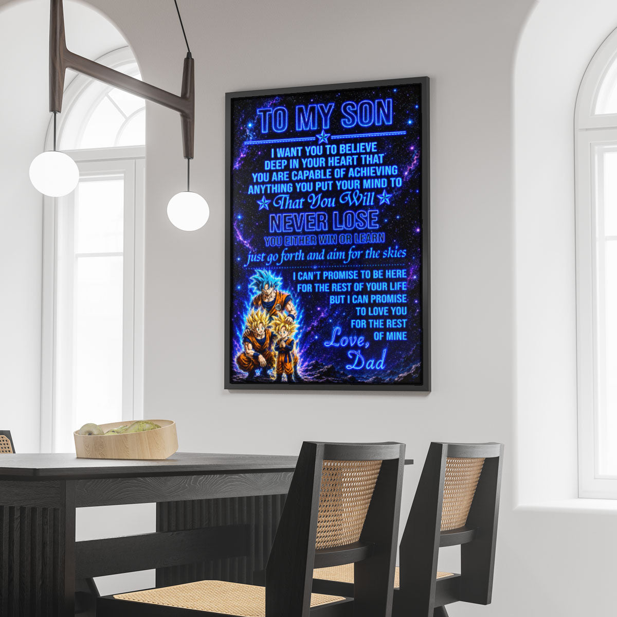 To My Son From Dad Dragon Ball Z Goku Gohan Canvas Wall Art - DBZ Poster Meaningful Inspirational Gift - Ready to Hang Boy Room Decor - DR124