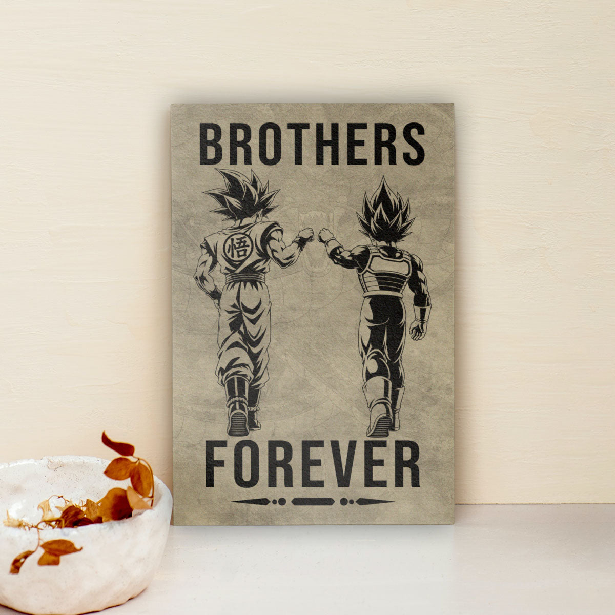 Dragon Ball Super Saiyan Blue Goku & Ultra Ego Vegeta Canvas Wall Art - “Brothers Forever” DBZ Poster - Ready to Hang Home Office Decor - DR126
