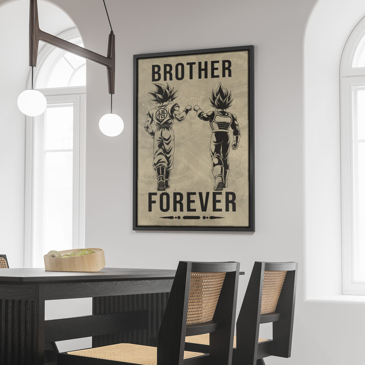 Dragon Ball Super Saiyan Blue Goku & Ultra Ego Vegeta Canvas Wall Art - “Brother Forever” DBZ Poster - Ready to Hang Home Office Decor - DR127