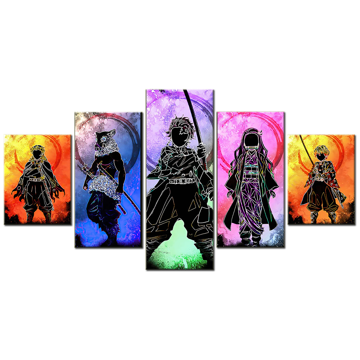 Demon Slayer - Kimetsu no Yaiba - 5 Pieces Wall Art - Kyojuro Rengoku - Inosuke Hashibira - Tanjiro Kamado - Nezuko Kamado - Zenitsu Agatsuma - Demon Slayer Poster - Demon Slayer Wall Art