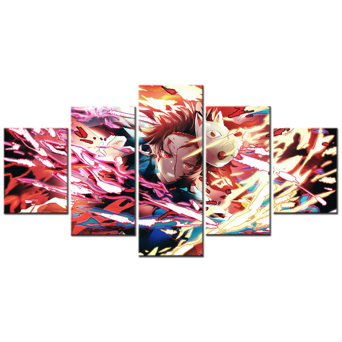 Demon Slayer - Kimetsu no Yaiba - 5 Pieces Wall Art - Tanjiro Kamado 5 - Demon Slayer Poster - Demon Slayer Wall Art