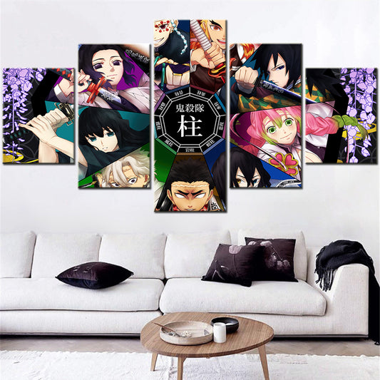 Demon Slayer - Kimetsu no Yaiba - 5 Pieces Wall Art - Uzui Tengen - Rengoku Kyoujurou - Tomioka Giyuu - Kanroji Mitsuri - Iguro Obanai - Himejima Gyoumei - Shinazugawa Sanemi - Tokitou Muichirou - Demon Slayer Poster - Demon Slayer Wall Art