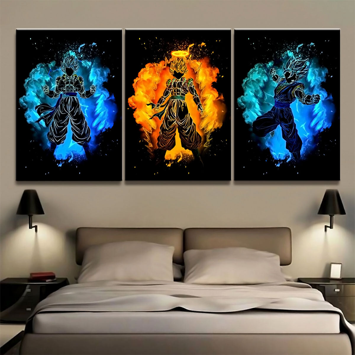 Dragon Ball - 3 Pieces Wall Art - Goku - Vegeta - Vegeto - Super Saiyan - Dragon Ball Poster - Dragon Ball Canvas