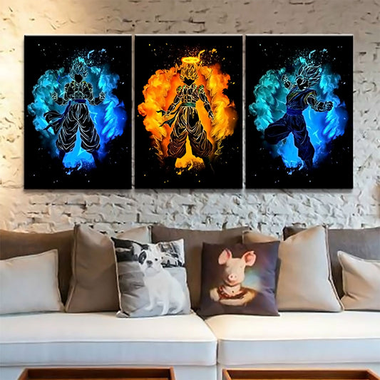 Dragon Ball - 3 Pieces Wall Art - Goku - Vegeta - Vegeto - Super Saiyan - Dragon Ball Poster - Dragon Ball Canvas