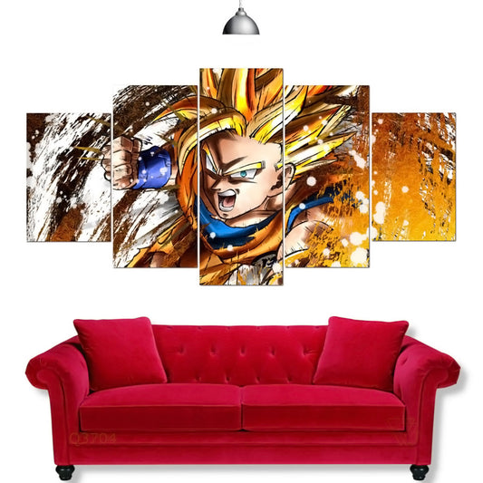 Dragon Ball - 5 Pieces Wall Art - Goku - Super Saiyan - Dragon Ball Poster - Dragon Ball Canvas