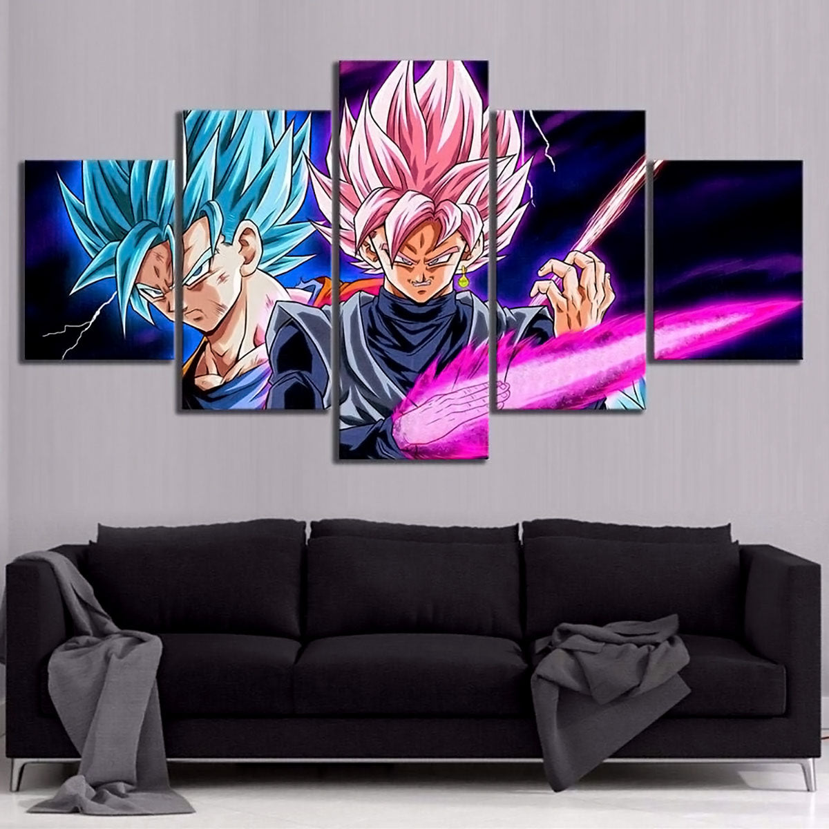 Dragon Ball - 5 Pieces Wall Art - Goku - Super Saiyan Blue - Black Goku - Super Saiyan Rose - Dragon Ball Poster - Dragon Ball Canvas