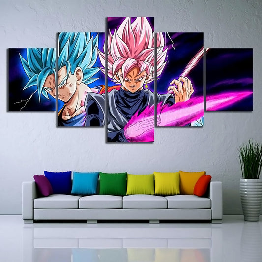 Dragon Ball - 5 Pieces Wall Art - Goku - Super Saiyan Blue - Black Goku - Super Saiyan Rose - Dragon Ball Poster - Dragon Ball Canvas