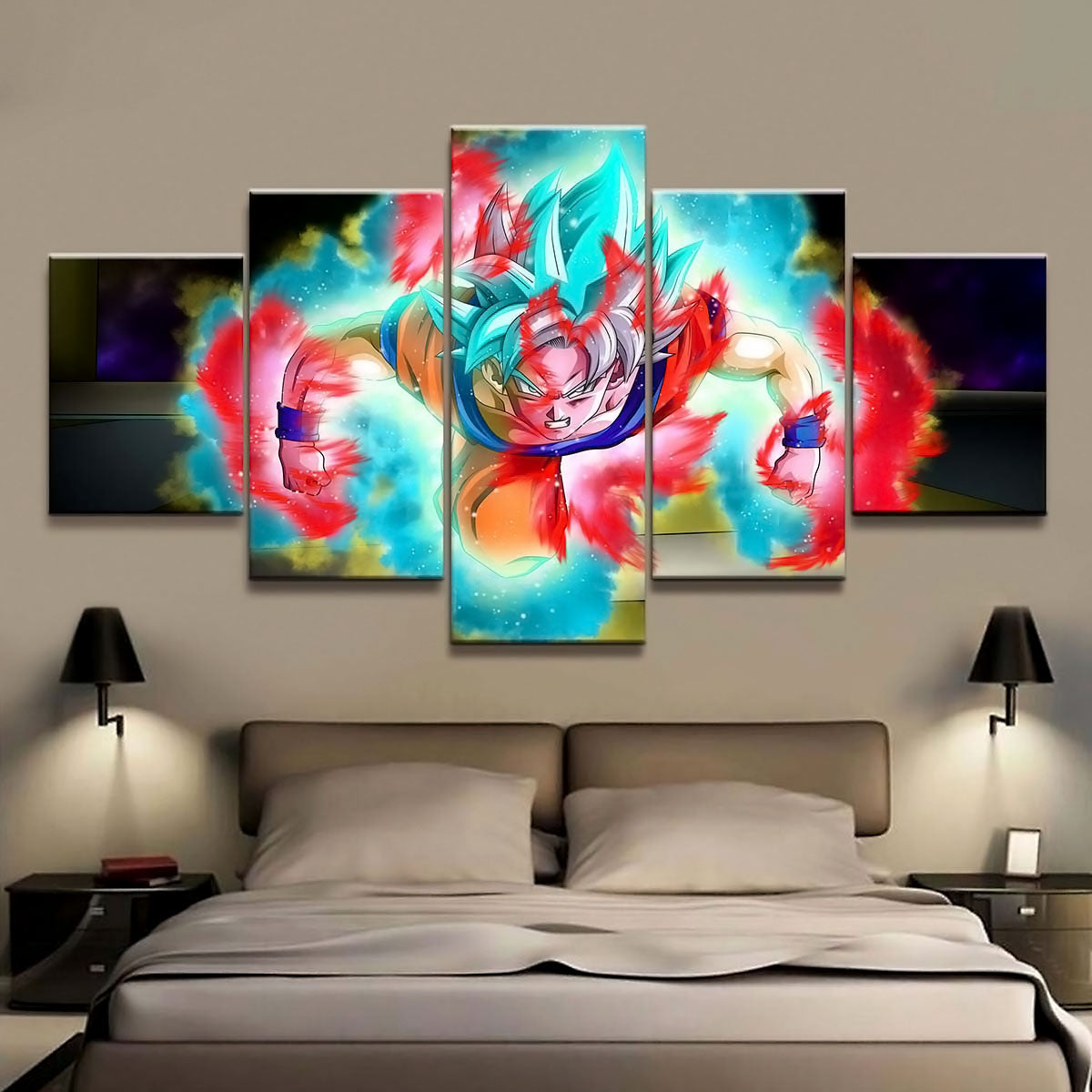Dragon Ball - 5 Pieces Wall Art - Goku - Super Saiyan Blue - Dragon Ball Poster - Dragon Ball Canvas