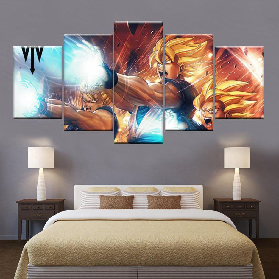 Dragon Ball - 5 Pieces Wall Art - Goku - Vegeta - Gohan - Super Saiyan - Dragon Ball Poster - Dragon Ball Canvas