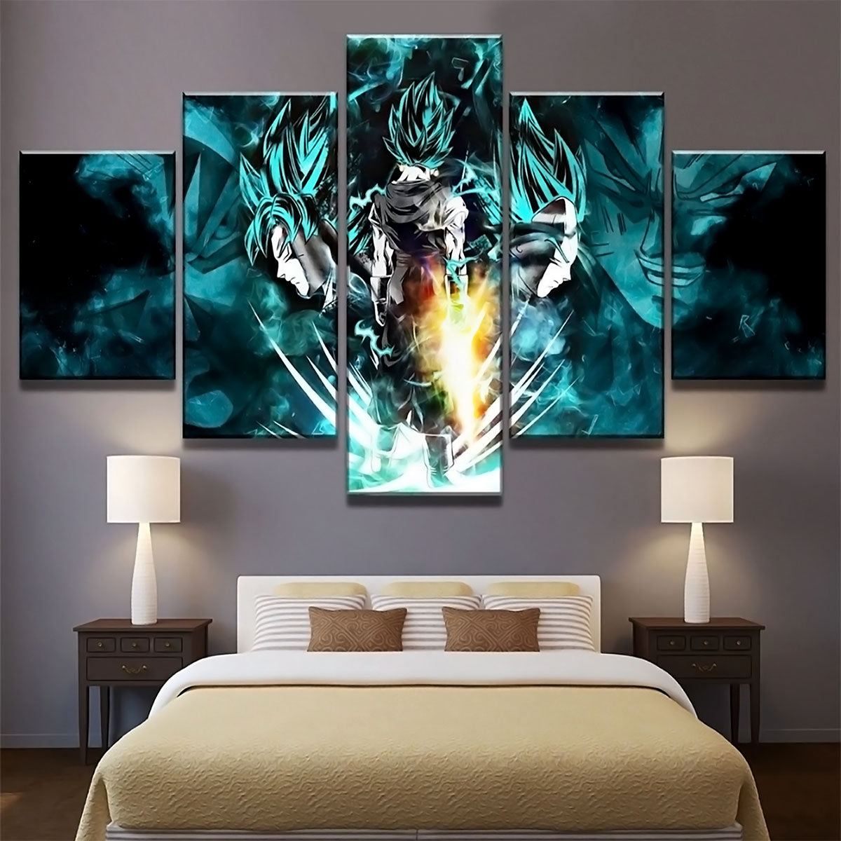 Dragon Ball - 5 Pieces Wall Art - Goku - Vegeta - Vegeto - Super Saiyan Blue - Dragon Ball Poster - Dragon Ball Canvas
