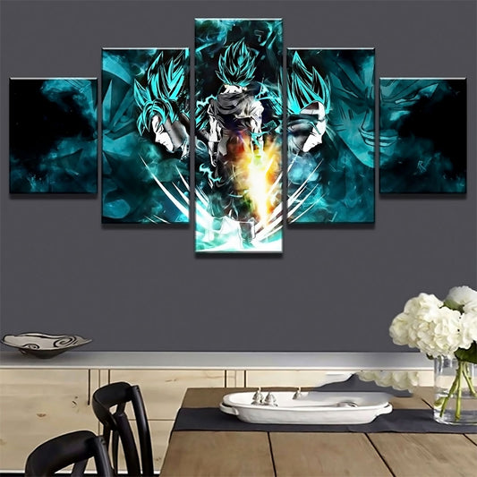 Dragon Ball - 5 Pieces Wall Art - Goku - Vegeta - Vegeto - Super Saiyan Blue - Dragon Ball Poster - Dragon Ball Canvas