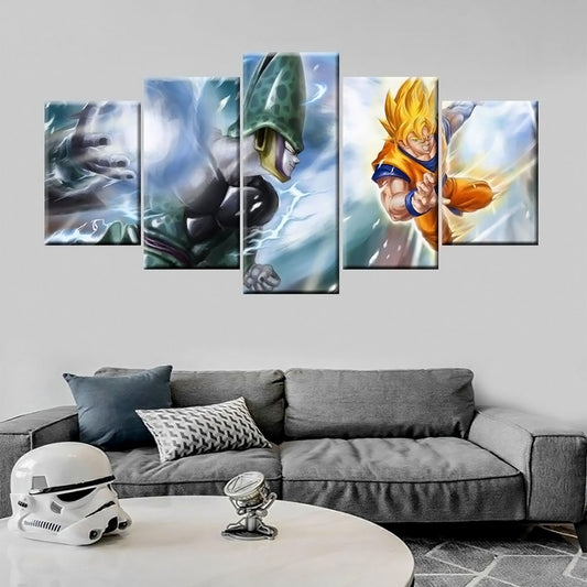 Dragon Ball - 5 Pieces Wall Art - Goku Vs Cell - Super Saiyan - Dragon Ball Poster - Dragon Ball Canvas