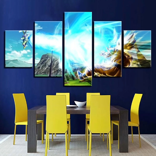 Dragon Ball - 5 Pieces Wall Art - Goku Vs Cell - Super Saiyan - Dragon Ball Poster - Dragon Ball Canvas