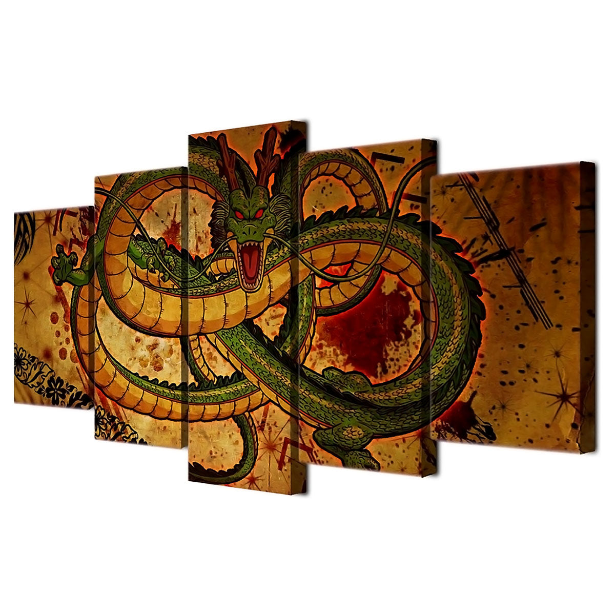 Dragon Ball Z Shenron Canvas Wall Art - 5 Piece Split Panel Anime Poster - Framed Ready to Hang Living Room Man Cave Decor - DR5159