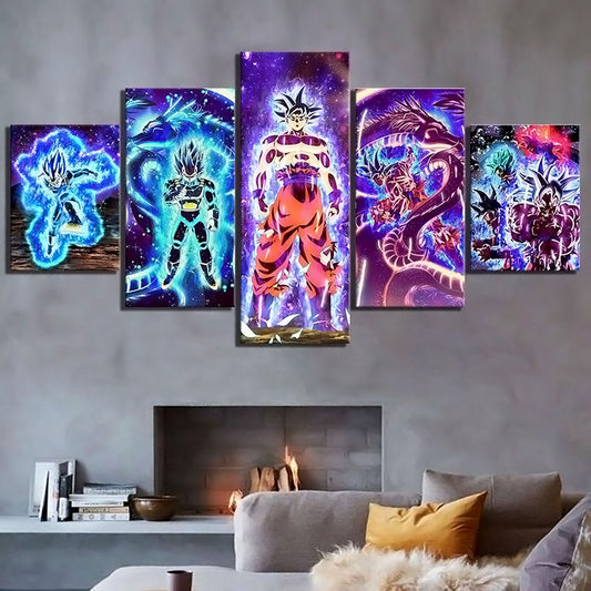 Dragon Ball - 5 Pieces Wall Art - Vegeta - Goku - Shenlong - Super Saiyan Blue - Mastered Ultra Instinct - Dragon Ball Poster - Dragon Ball Canvas