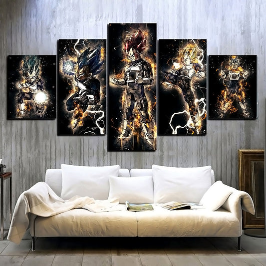 Dragon Ball - 5 Pieces Wall Art - Vegeta - Super Saiyan Blue - Super Saiyan God - Dragon Ball Poster - Dragon Ball Canvas