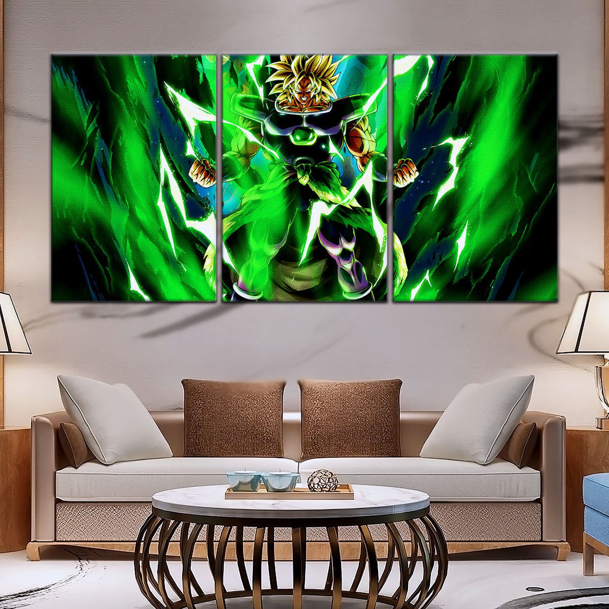 Dragon Ball Super Broly Unleashed Canvas Wall Art - 5 Piece Split Panel DBZ Anime Poster - Framed Ready to Hang Living Room Man Cave Decor - DR5021
