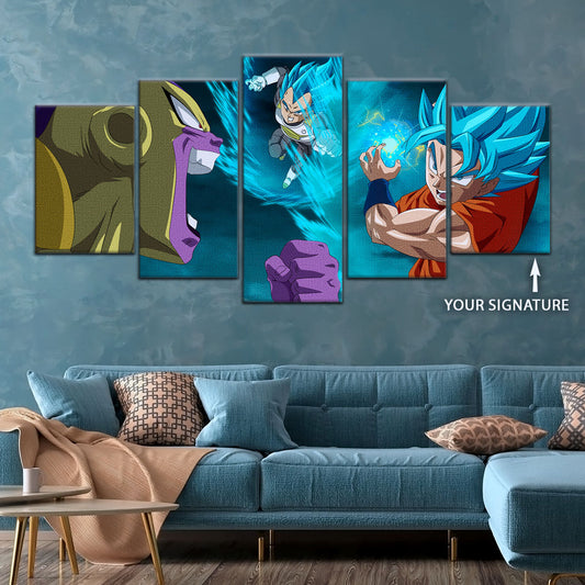 Dragon Ball Super Canvas Wall Art - DR5065 - Saiyan Blue Goku - Saiyan Blue Vegeta vs Golden Frieza