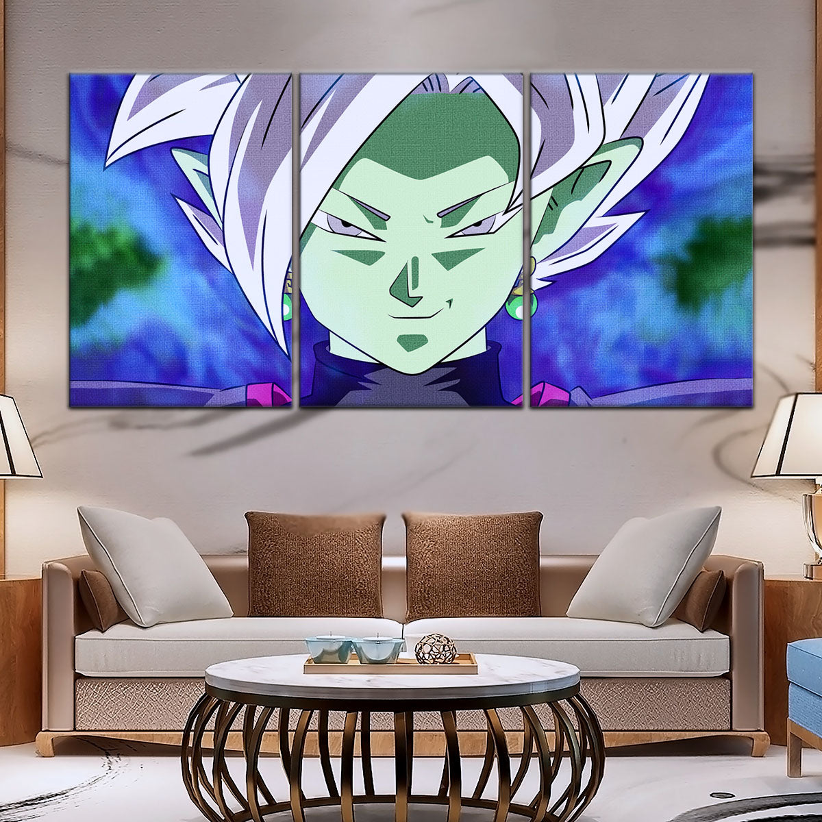 Dragon Ball Super Zamasu Canvas Wall Art - 5 Piece Split Panel DBZ Anime Poster - Framed Ready to Hang Living Room Man Cave Decor - DR5133