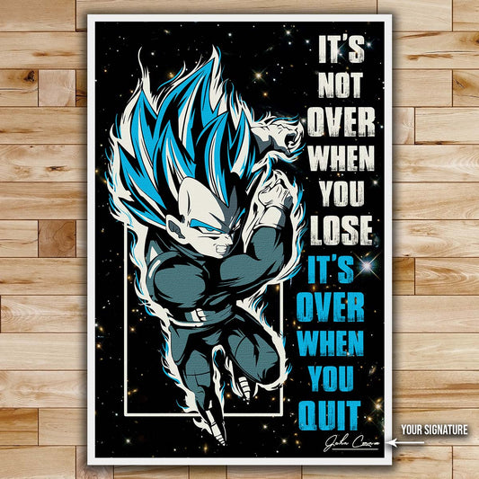 Dragon Ball Wall Art - Dragon Ball Poster - Dragon Ball Canvas - It's Not Over When You Lose - It's Over When You Quit - Vegeta - Super Saiyan Blue - DR049 - Vertical Poster - Vertical Canvas