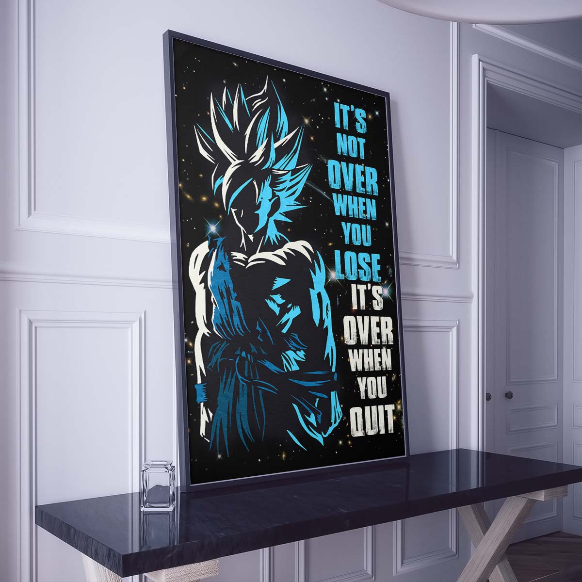 Dragon Ball Wall Art - Dragon Ball Poster - Dragon Ball Canvas - t's Not Over When You Lose - It's Over When You Quit - Goku - Super Saiyan Blue - DR048 - Vertical Poster - Vertical Canvas