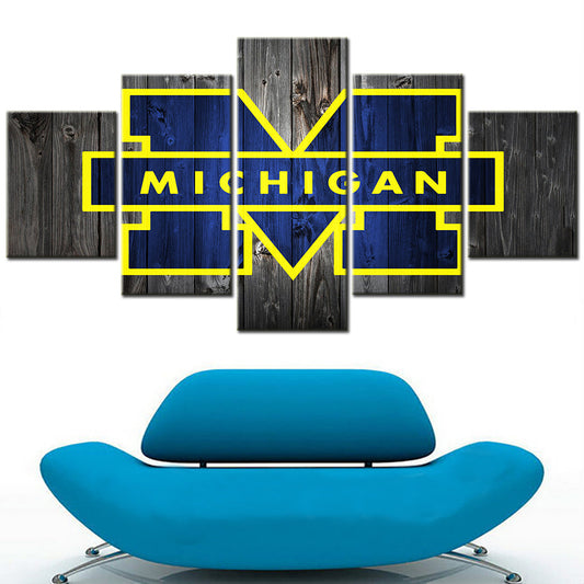 American Football Canvas Wall Art - FT5001 - Michigan Wolverines Football Barnwood