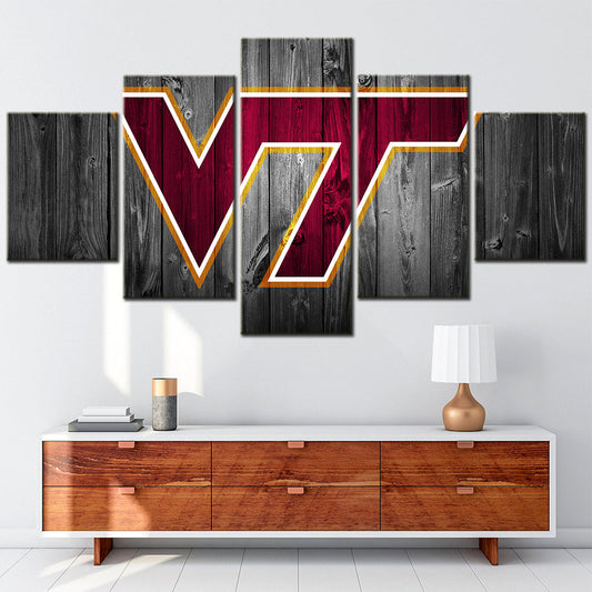 Football Team - 5 Pieces Wall Art - FT5012 - Virginia Tech Hokies football - Football Team Poster - Football Team Canvas