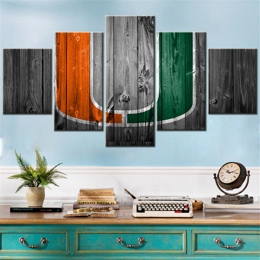 Football Team - 5 Pieces Wall Art - FT5016 - Miami Hurricanes Football - Football Team Poster - Football Team Canvas