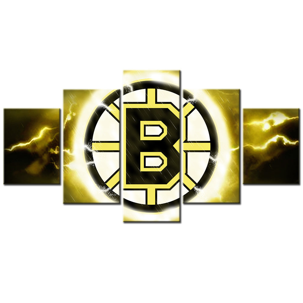 Hockey - 5 Pieces Wall Art - HK5001 - Boston Bruins - Ice Hockey Team - Hockey Poster - Hockey Canvas