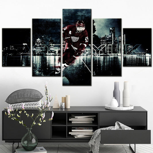 Hockey - 5 Pieces Wall Art - Detroit Red Wings - Ice Hockey Team - HK5010 - Hockey Poster - Hockey Canvas