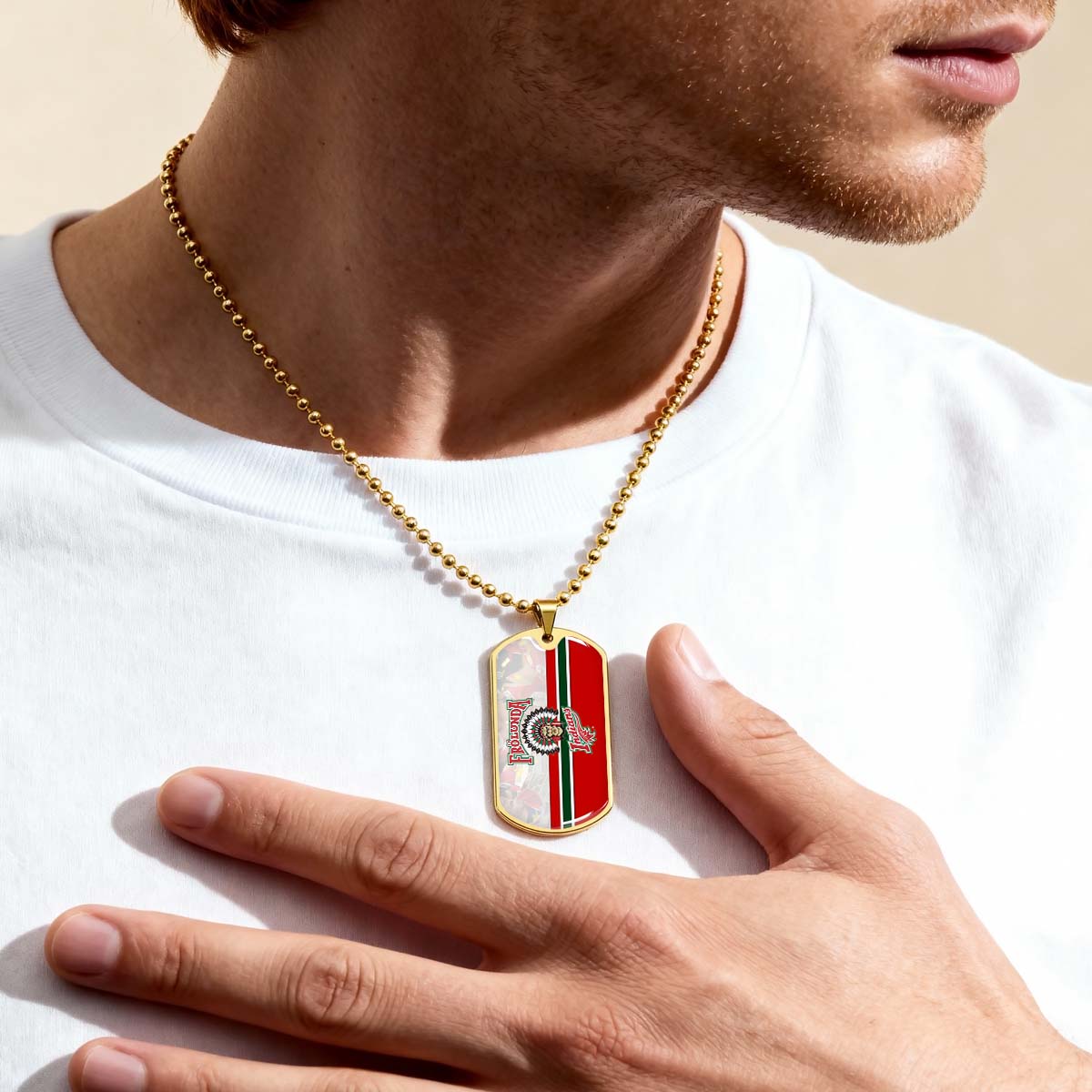 Hockey Dog Tag Necklace - HKD006 - Frolunda Indians - FHC Golden - Military Ball Chain