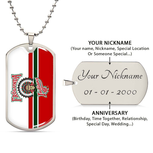 Hockey Dog Tag Necklace - HKD007 - Frolunda Indians - FHC Golden - Military Ball Chain