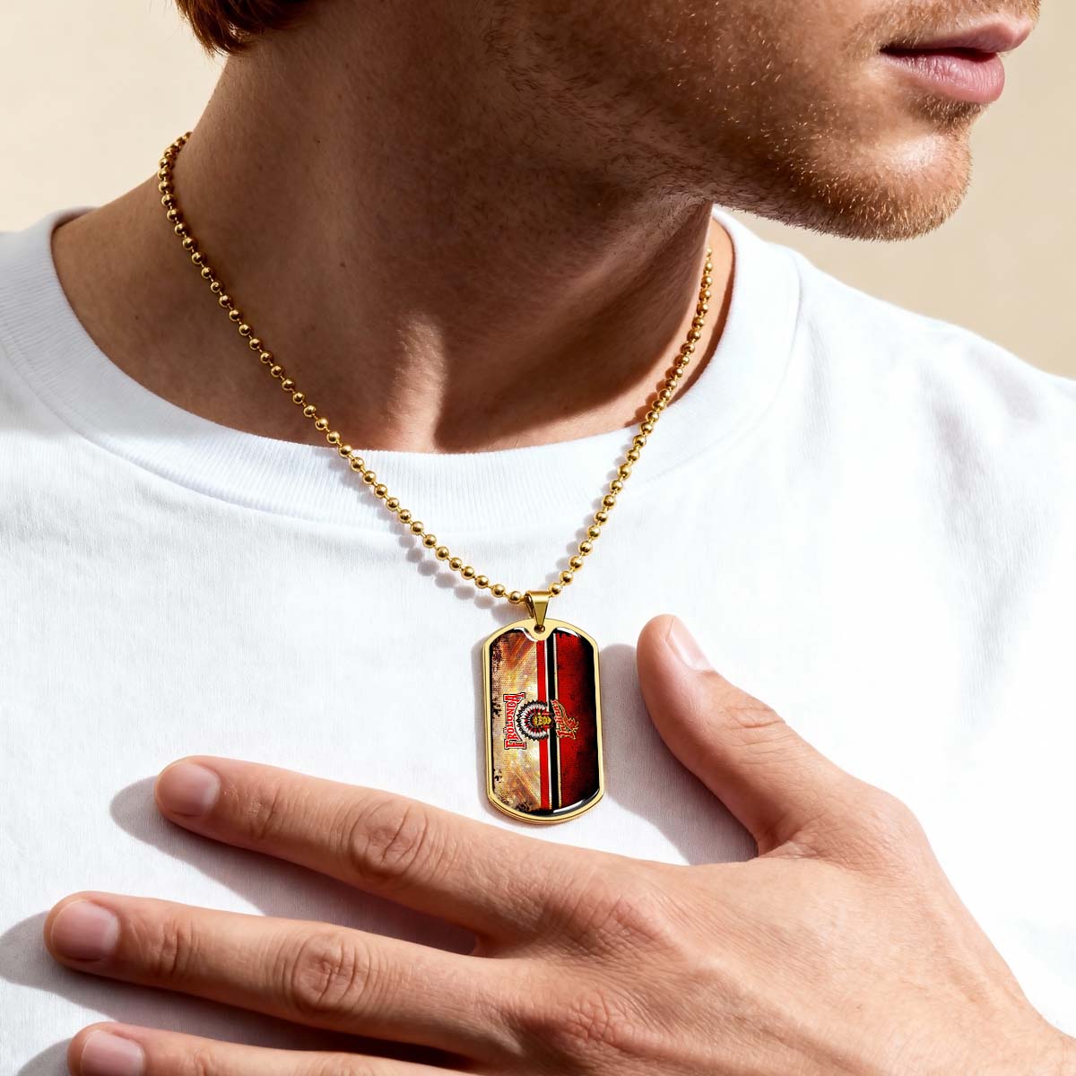 Hockey Dog Tag Necklace - HKD009 - Frolunda Indians - FHC Golden - Military Ball Chain