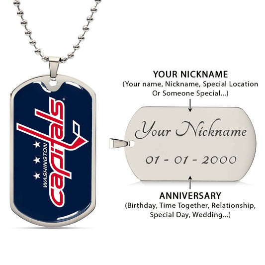 Hockey Dog Tag Necklace - HKD029 - Washington Capitals Sports - Military Ball Chain