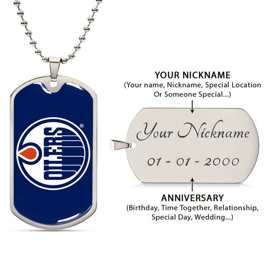Hockey Dog Tag Necklace - HKD031 - Bold Hockey Excellence - Military Ball Chain