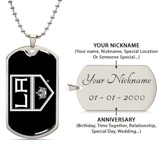Hockey Dog Tag Necklace - HKD033 - Los Angeles Kings - Military Ball Chain