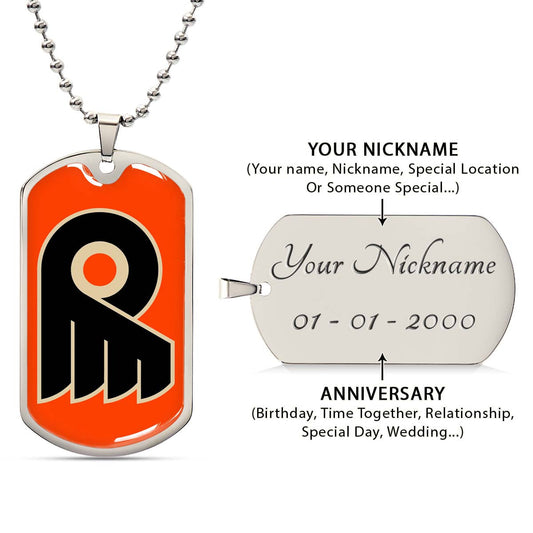 Hockey Dog Tag Necklace - HKD034 - Philadelphia Flyers - Military Ball Chain