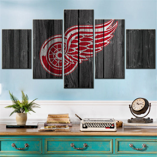 Ice Hockey Team - 5 Pieces Wall Art - IH5006 - Detroit Red Wings - Ice Hockey Team Poster - Ice Hockey Team Canvas