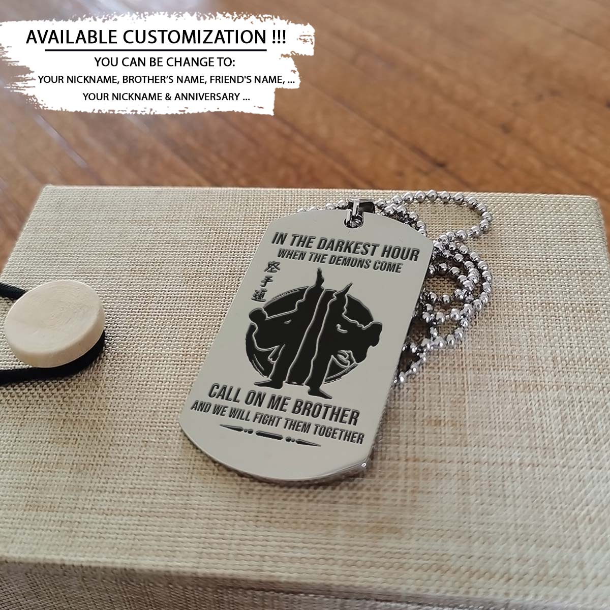 Karate Dog Tag - Call On Me Brother - It's About Being Better Than You Were The Day Before - Karatedo - Shotokan - Kyokushin - Goju-ryu - Uechi-ryu - Wado-ryu - Shito-ryu - Karate Necklace - Engrave Dog Tag