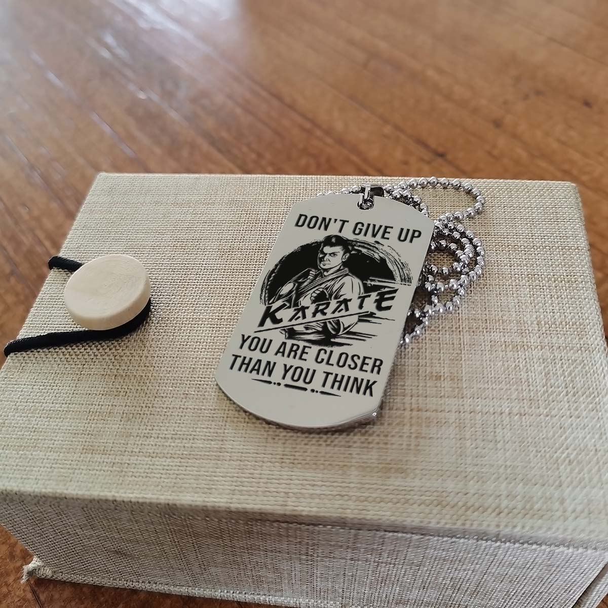 Karate Dog Tag - It's Don't Give Up - It's About Being Better Than You Were The Day Before - Karate Necklace - Engrave Dog Tag