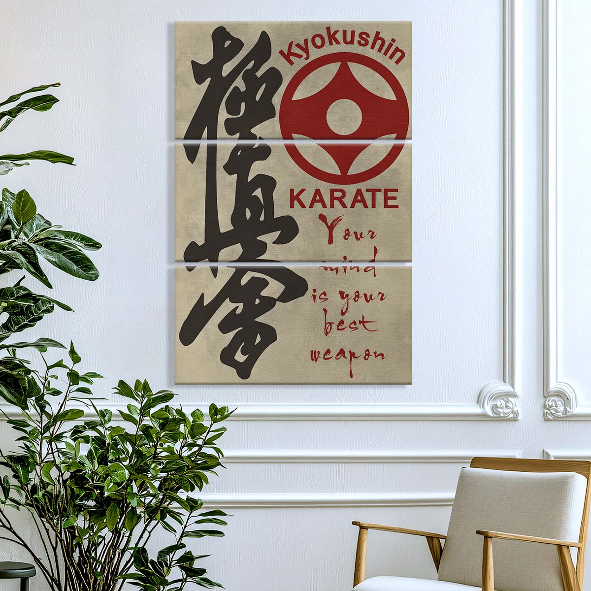 Karate - 3 Piece Wall Art - KA009 - Your Mind Is Your Best Weapon - Kyokushin Karate - Karate Canvas
