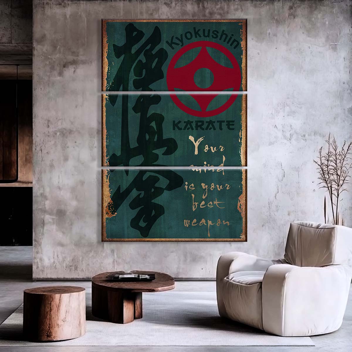 Karate - 3 Piece Wall Art - KA042 - Your Mind Is Your Best Weapon - Kyokushin Karate - Karate Canvas